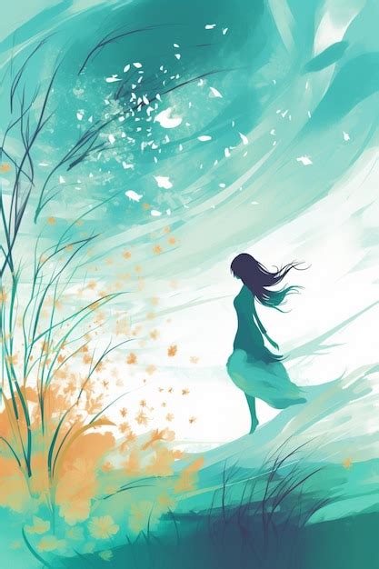 Premium Ai Image Anime Girl Walking In The Wind With Her Hair Blowing In The Wind Generative Ai