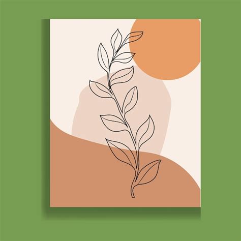 Premium Vector Botanical Wall Art Vector Earth Tone Boho Foliage