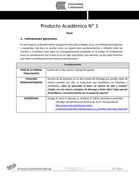 Producto académico N1 Foro 5 1 Producto Académico N 1 Foro 1