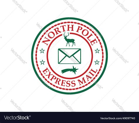 Christmas north pole express mail rubber stamp Vector Image