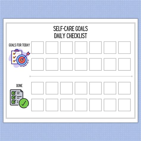 Self Care Chart, Printable Daily Checklist and Task Tiles, Goal Planner, Responsibility Chart - Etsy