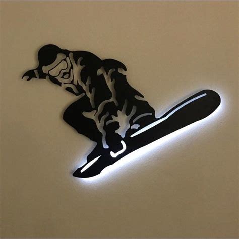 Snowboarder Led Metal Wall Decor Snowboarder Gift Boarder Christmas