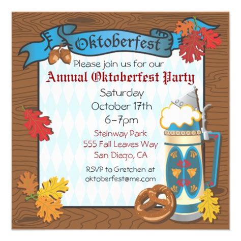 Oktoberfest Party Invitations 5.25" Square Invitation Card | Zazzle