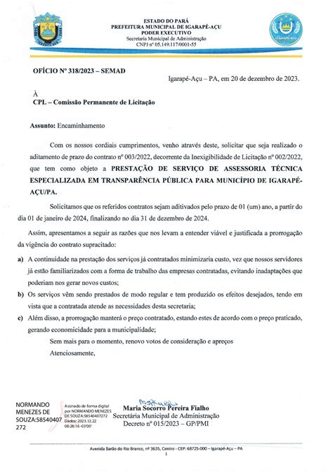 Justificativa Termo Aditivo Do Contrato N Ass