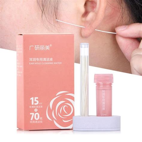 Pcs Pierced Ear Cleaning Set Herb Solution Paper Floss Ear Hole Afte