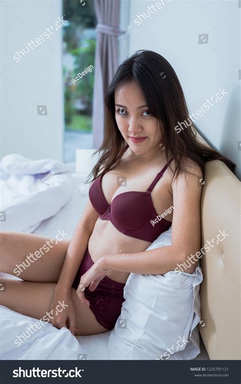 Sexy Asian Woman Lingerie Sitting On Stock Photo 1225791121 Shutterstock
