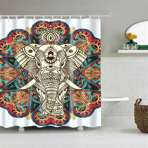 Luxury Smart Elephant Printed Shower Curtains Custom Design Creative