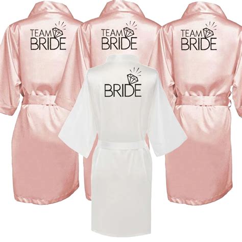 Wedding Party Team Bride Robe Kimono Satin Pajamas Robe Bridesmaid Robe