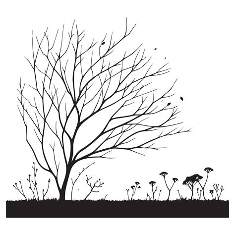 Minimal Autumn Naked Tree Vector Silhouette Vector Art At Vecteezy