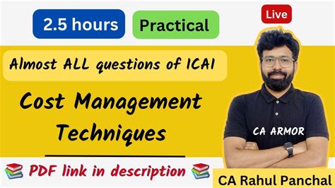 Cost Management Techniques CA Final SCMPE FastTrack By Rahul Panchal