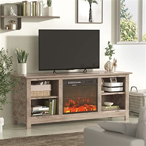 JUMMICO Fireplace TV Stand for TVs up to 65 inches Farmhouse Wood TV Console with Electric ...