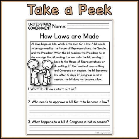 Us Government Social Studies Reading Comprehension Passages K 2