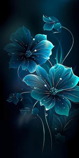 Premium Photo Blue Flowers On A Black Background