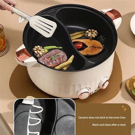 Multifunctional Electric Hot Pot Dual Flavor Pot Adjustable Heat Setting Versatile Cooking