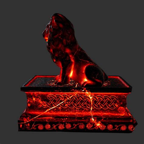 3d Model Lava Lion Statue Vr Ar Low Poly Cgtrader