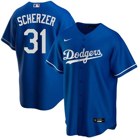 Mens 31 Max Scherzer Los Angeles Dodgers Trade Jersey Royal Replica Stitched