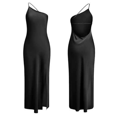 Commense Dresses Nwt Commense Black Moonlight Satin Open Back One