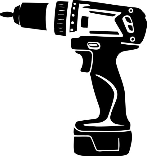 Power Tool Drill Screwdriver Silhouette Black And White Vector