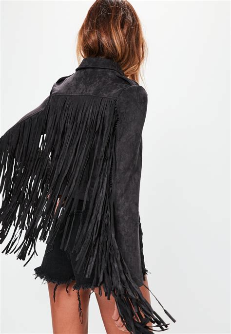 Black Faux Suede Fringe Biker Jacket Fringe Jacket Outfit Fringe Clothing Fringe Fashion