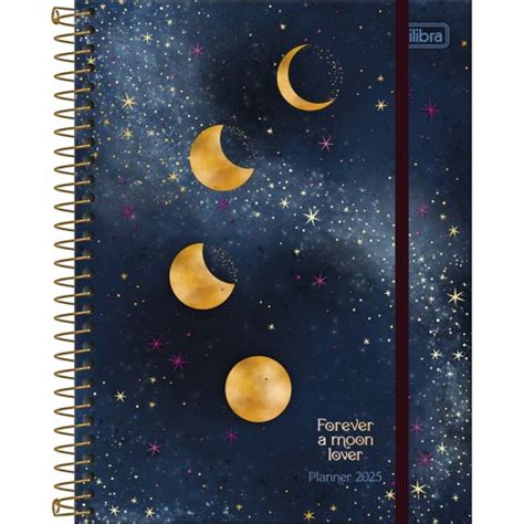 Planner Espiral X Cm Magic Fases Da Lua Fundo Azul