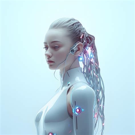 Premium Photo Portrait Of Beautiful Female Robot With Artificial