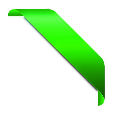 Corner green ribbon or banner with transparent background. 30776553 PNG