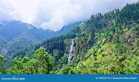 Bambarakanda Waterfall the Highest Waterfall in Kalupahana Stock Photo ...