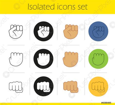 Punch Hand Gestures Icons Set Stock Vector Crushpixel