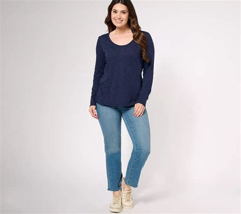 Denim Co Canyon Retreat Scoop Neck Long Sleeve Top With Back Seam