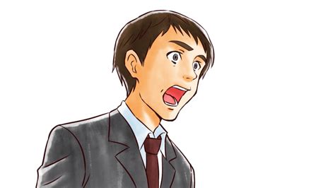 驚きの表情をするスーツ姿の上司・社会人男性のフリーイラスト画像素材【商用無料】 アイキャッチャー