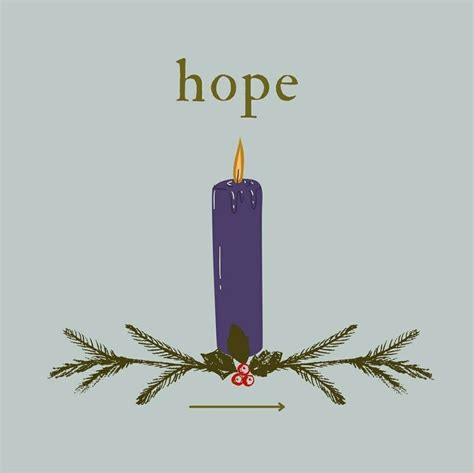 A Purple Candle With The Word Hope In Front Of It And Evergreen