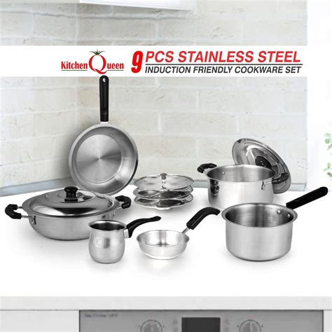 Buy 9 Pcs Stainless Steel Induction Friendly Cookware Set Online at Best Price in India on ...