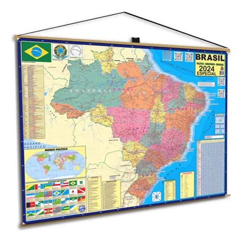 Mapa Do Brasil Mundi Politico Escolar Banner Escolar Kit Geografico à