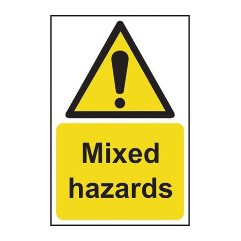 Mixed Hazards Sign Self Adhesive Vinyl 200mm X 300mm Rsis