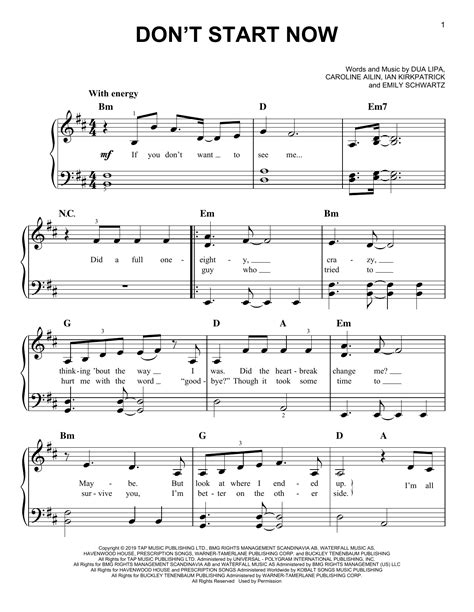 Dua Lipa - Don't Start Now sheet music