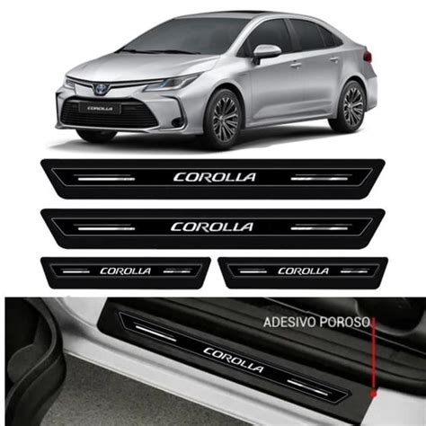 Kit Soleira Resinada Proteção Porta Premium Preto Black Toyota Corolla