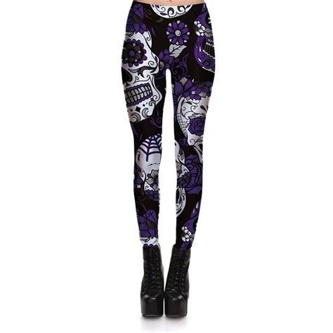 Leggings Fitness High Quality Womens Purple Skull Vines Evil Legging