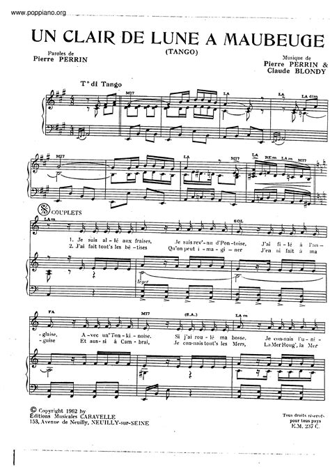 Bourvil Un Clair De Lune Maubeuge Sheet Music Pdf Free Score