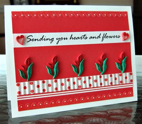 Make A Valentine Card With Quilled Hearts And Flowers