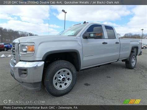 Quicksilver Metallic 2018 Gmc Sierra 2500hd Double Cab 4x4 Jet Black­dark Ash Interior