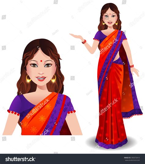 An Indian Woman Wearing A Beautiful Traditional Beautiful Saree Stock