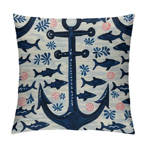 Nawypu Navy Blue Nautical Ocean Starfish Coral Seahorse Anchor Throw