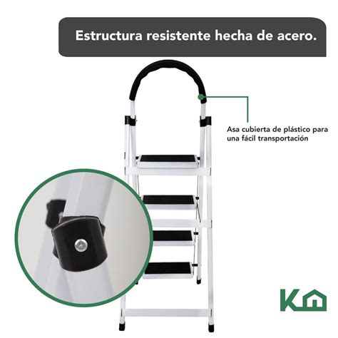 Escalera Tubular Plegable Taburete Acero 4 Escalones Ry M4 Kingshouse