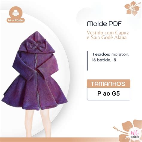 Molde Vestido Com Capuz E Saia GodÊ Alana