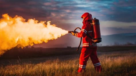 Sistema de extinção de incêndios industrial potente Foto Premium