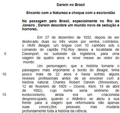 Questão Leia o Texto I para responder a questão Leia o trecho abaixo