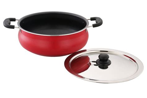 Red Nonstick NS Biriyani Pot with SS Lid - 6Ltr, For Home, Size ...