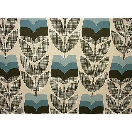 Orla Kiely Two Colour Stem Powder Blue Designer Cotton Curtain Fabric