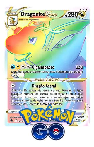 Carta Pok Mon Dragonite V Astro Rainbow Cole O Especial Go