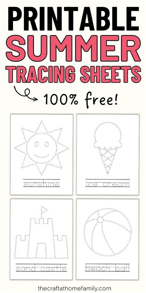 Free Printable Summer Tracing Worksheets For Preschool Artofit